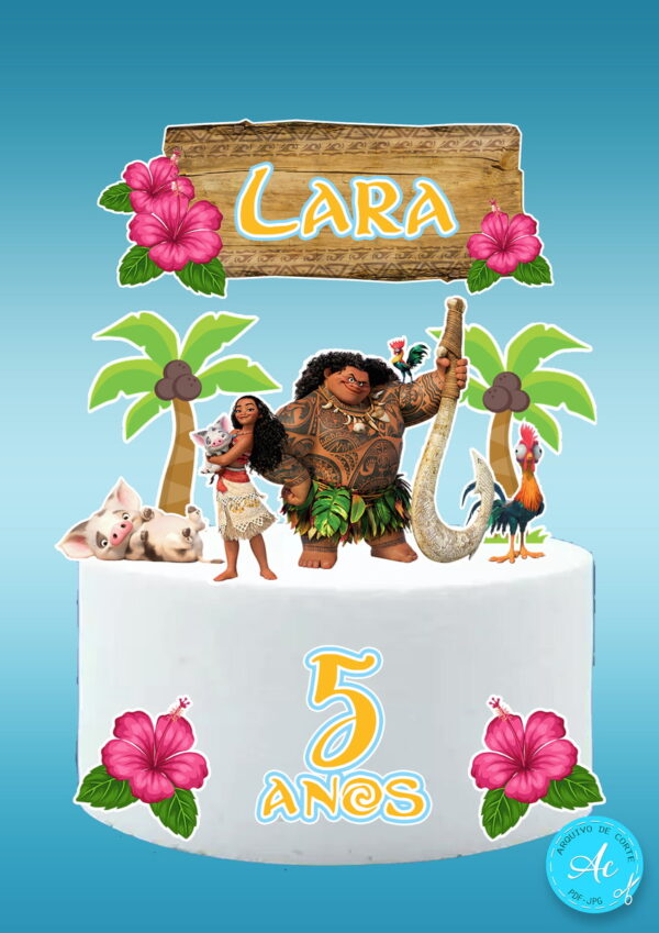 Arquivo digital Topo de bolo Moana #2 PDF/JPG