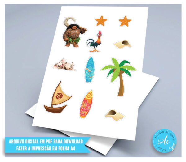 Arquivo digital Topo de bolo Moana Maui #1 PDF/JPG - Imagem 2