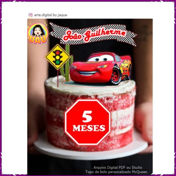 Arquivo Digital - Topo de Bolo Personalizado Mcqueen