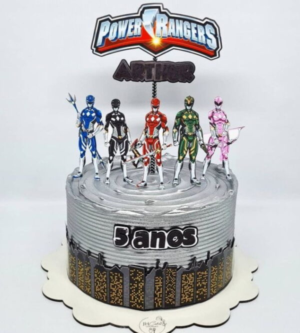 ARQUIVO DIGITAL - Topo de bolo Power Rangers + 3
