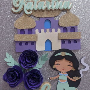 Arquivo Digital Topo de Bolo Princesa Jasmine em Camadas