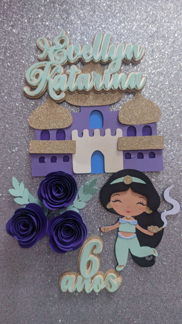 Arquivo Digital Topo de Bolo Princesa Jasmine em Camadas