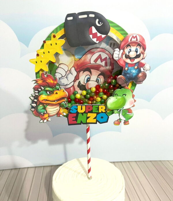 Arquivo Digital Topo de Bolo Shaker Acetato Super Mario 11tm - Imagem 2