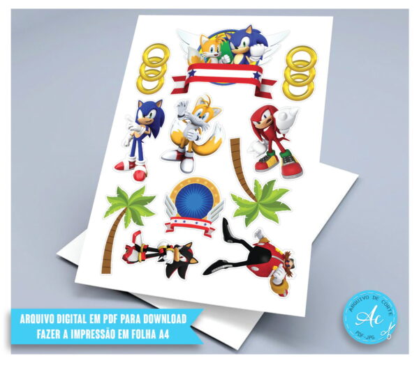 Arquivo digital Topo de bolo Sonic #1 PDF/JPG - Imagem 2