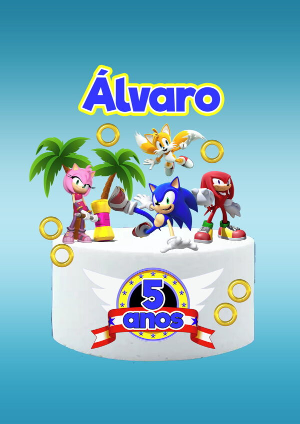Arquivo digital Topo de bolo Sonic #2 PDF/JPG - Imagem 2