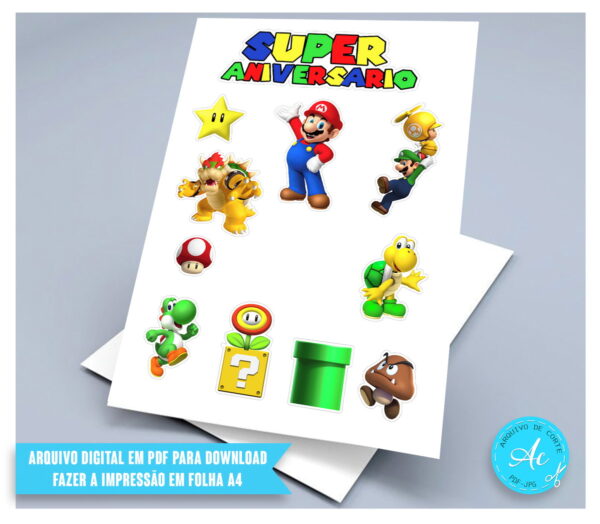 Arquivo digital Topo de bolo Super Mario #2 PDF/JPG - Imagem 2