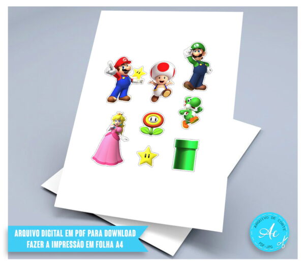 Arquivo digital Topo de bolo Super Mario #3 PDF/JPG - Imagem 2