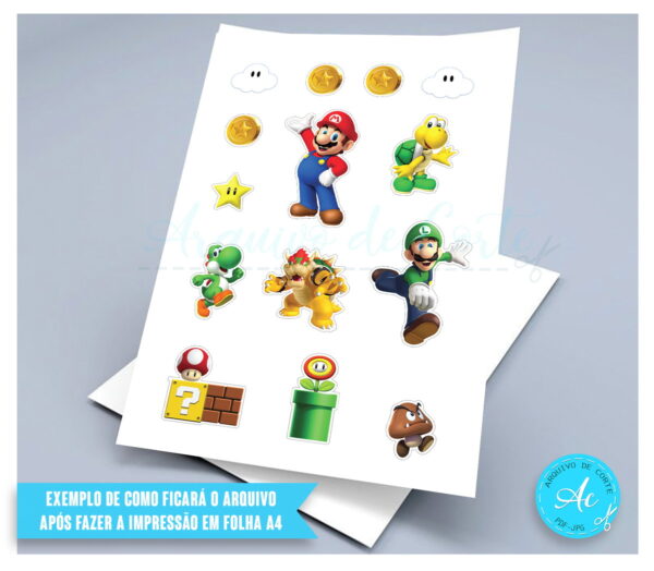 Arquivo Digital Topo de Bolo Super Mario #5 Pdf/jpg/png - Imagem 2