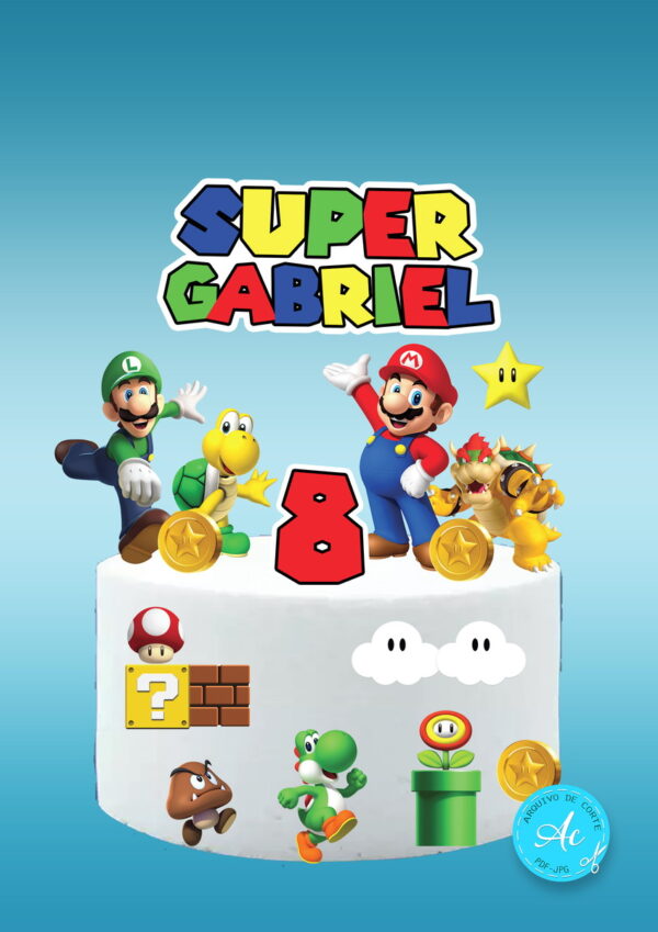 Arquivo Digital Topo de Bolo Super Mario #5 Pdf/jpg/png - Imagem 3