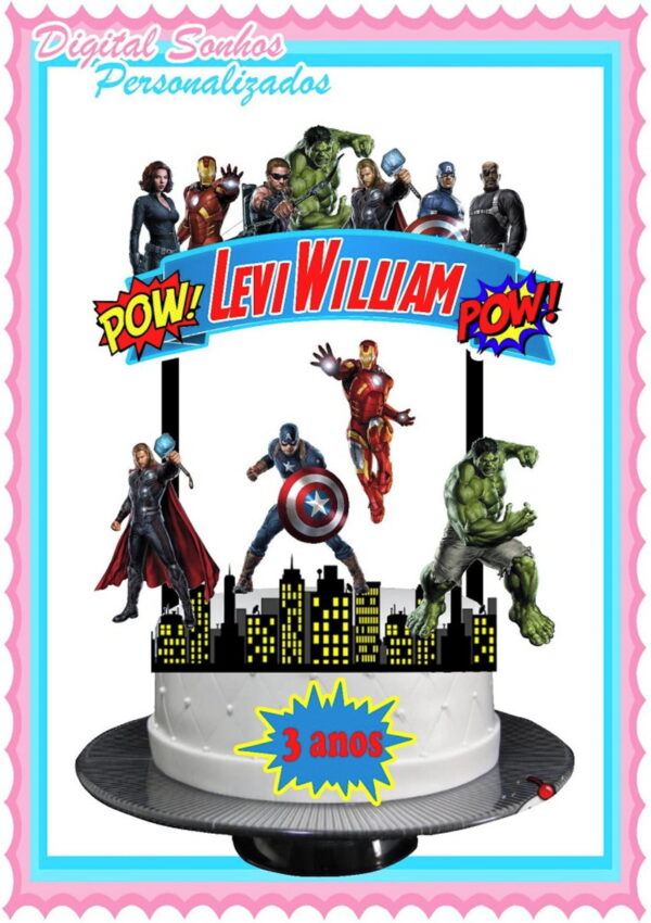 ARQUIVO DIGITAL TOPO DE BOLO VINGADORES