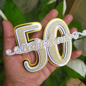 Arquivo Digital Topo para Bolo Bodas de Ouro -leia a Legenda