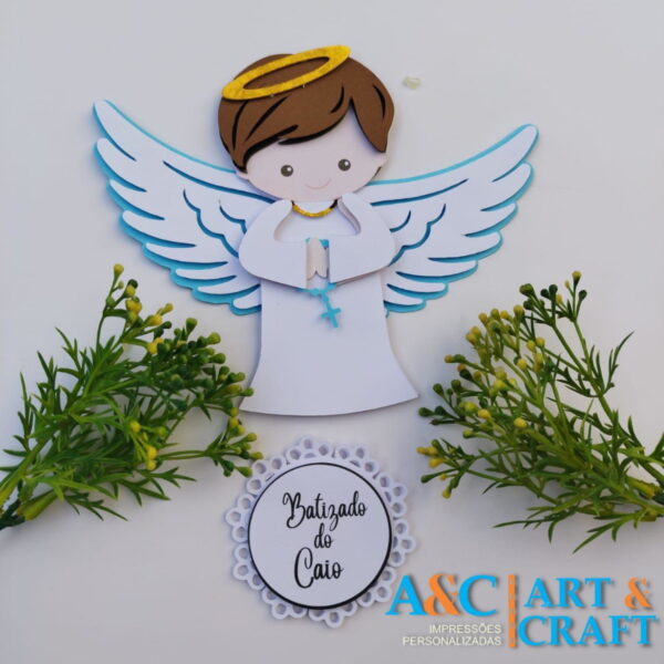 Arquivo de Corte Topper de Bolo Batizado Menino Anjo - Imagem 2