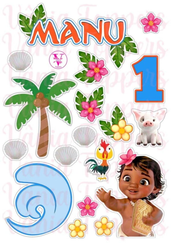 Arquivo Digital Topper de Bolo Moana