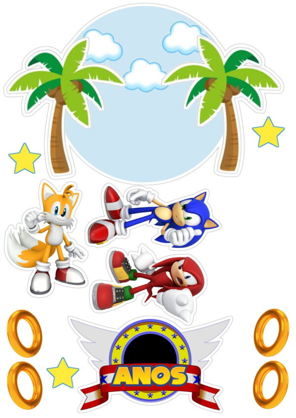 Arquivo Digital Topper de Bolo Sonic - Studio