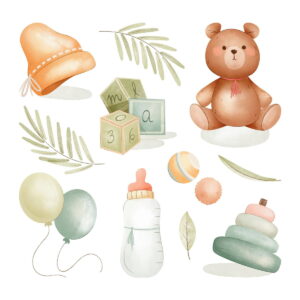 Arquivo Digital Urso Verde Bebe Aquarela #051#