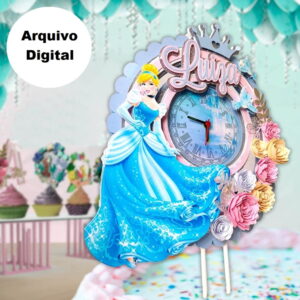 Arquivo em pdf Topo de Bolo Shaker Cinderela Princesa