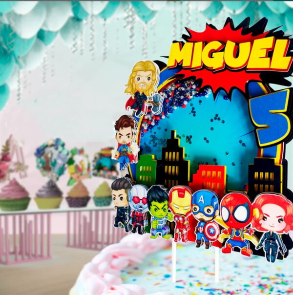 Arquivo em Svg Topo de Bolo Shaker Vingadores Heróis Cute