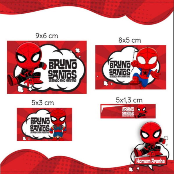 Arquivo Etiqueta Escolar Homem Aranha STUDIO PDF PNG