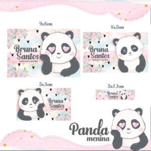 Arquivo Etiqueta Escolar Panda Rosa STUDIO PDF PNG