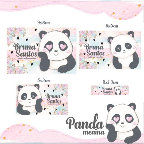 Arquivo Etiqueta Escolar Panda Rosa STUDIO PDF PNG