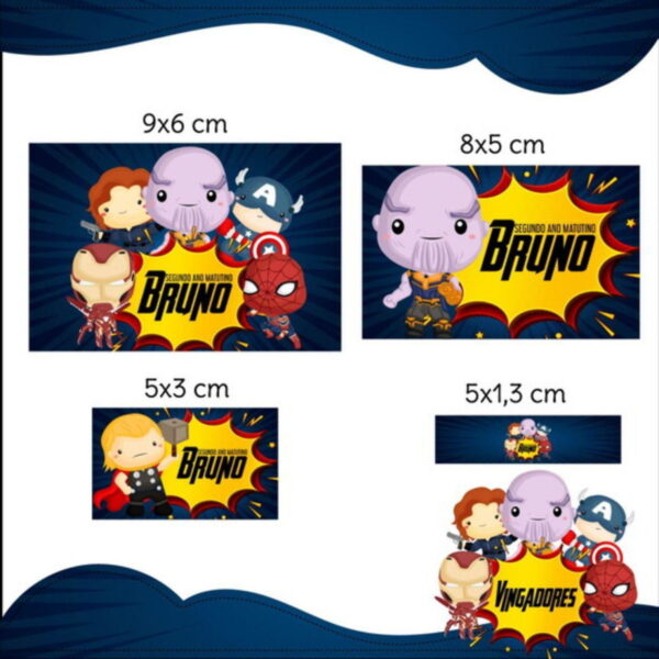 Arquivo Etiqueta Escolar Vingadores STUDIO PDF PNG