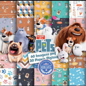 Arquivo Kit Papel Digital Pets a Vida Secreta Png