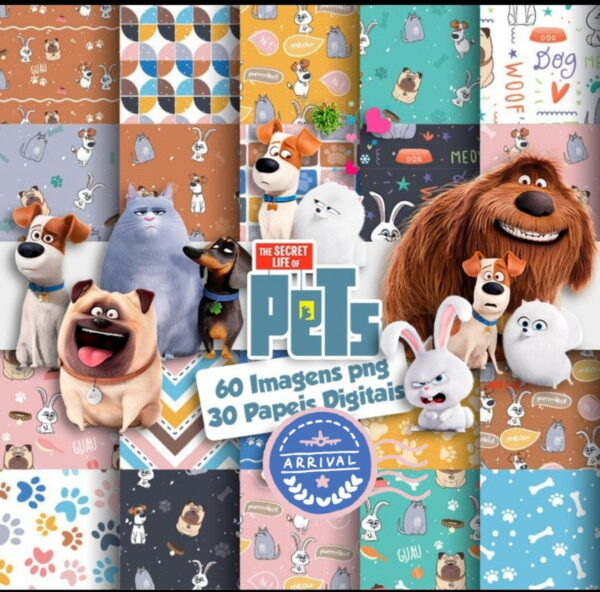 Arquivo Kit Papel Digital Pets a Vida Secreta Png