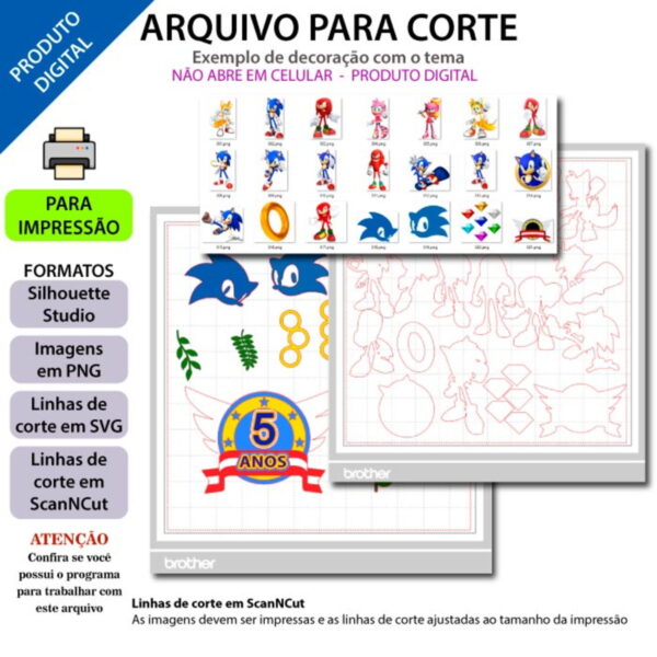 Arquivo para corte topo de bolo Sonic +1 tema da loja - Imagem 3