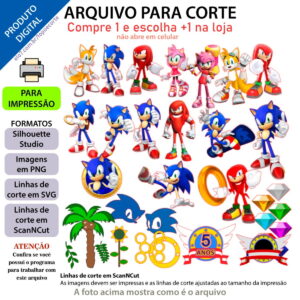 Arquivo para corte topo de bolo Sonic +1 tema da loja