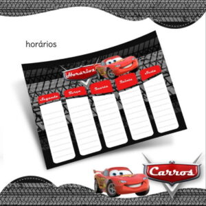 Arquivo Prancheta Horários Escolar Carros PDF PNG