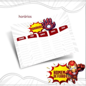 Arquivo Prancheta Horários Escolar Homem de Ferro PDF PNG
