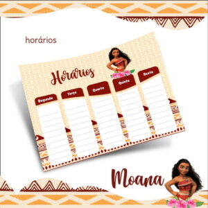 Arquivo Prancheta Horários Escolar Moana PDF PNG