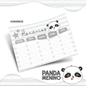 Arquivo Prancheta Horários Escolar Panda PDF PNG