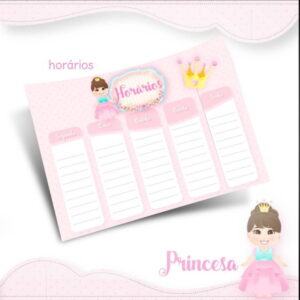 Arquivo Prancheta Horários Escolar Princesa PDF PNG