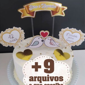 39- Arquivo Silhouette - Digital Topo Bolo Bodas Casal + 9
