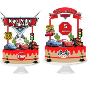Arquivo Silhouette Topo Bolo Mesversário Carros 2 Arquivos