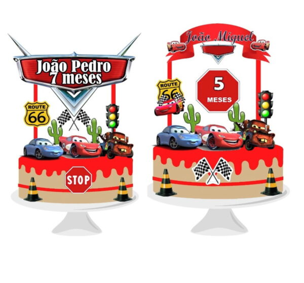 Arquivo Silhouette Topo Bolo Mesversário Carros 2 Arquivos