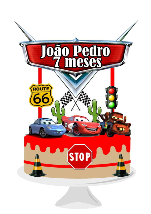 Arquivo Silhouette Topo Bolo Mesversário Carros 2 Arquivos - Image 2