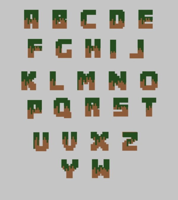 Arquivo Silhouette Topo de Bolo Alfabeto Minecraft