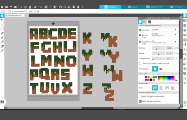Arquivo Silhouette Topo de Bolo Alfabeto Minecraft - Image 2