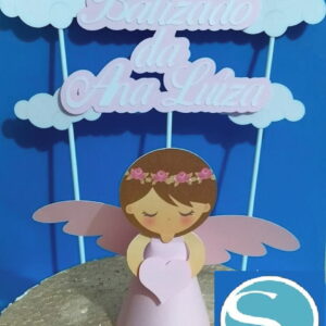 Arquivo Silhouette Topo De Bolo Batizado Anjo 3d
