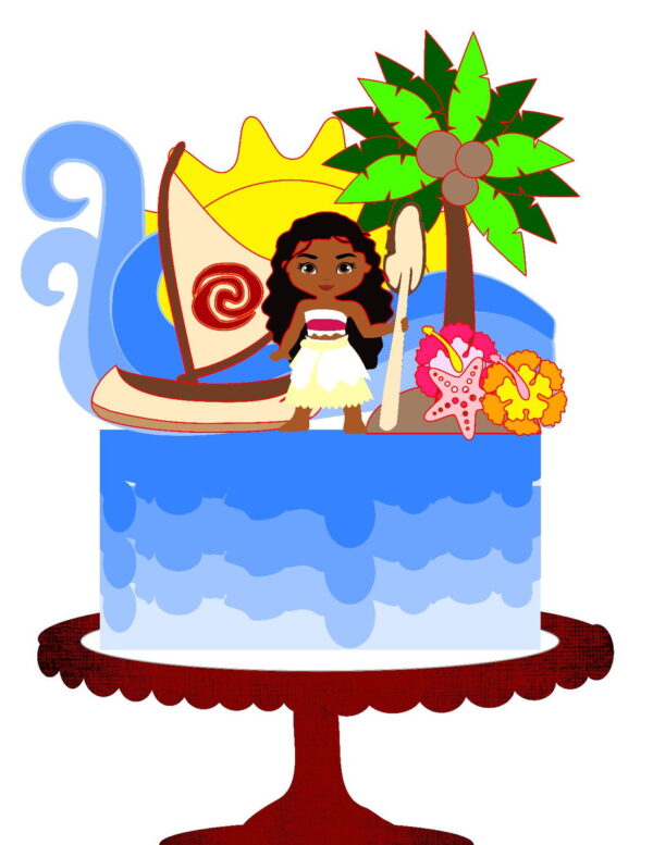 Arquivo Silhouette Topo de Bolo Camadas Moana - Imagem 2