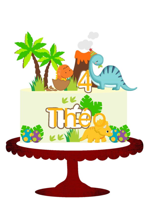 Arquivo Silhouette Topo de Bolo Dinossauro Baby - Imagem 2
