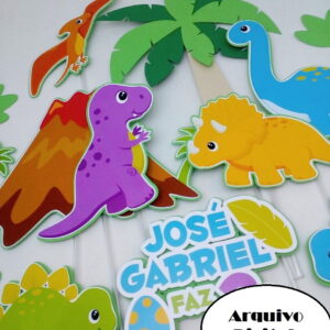 Arquivo Silhouette Topo De Bolo Dinossauros Cute Jurassic