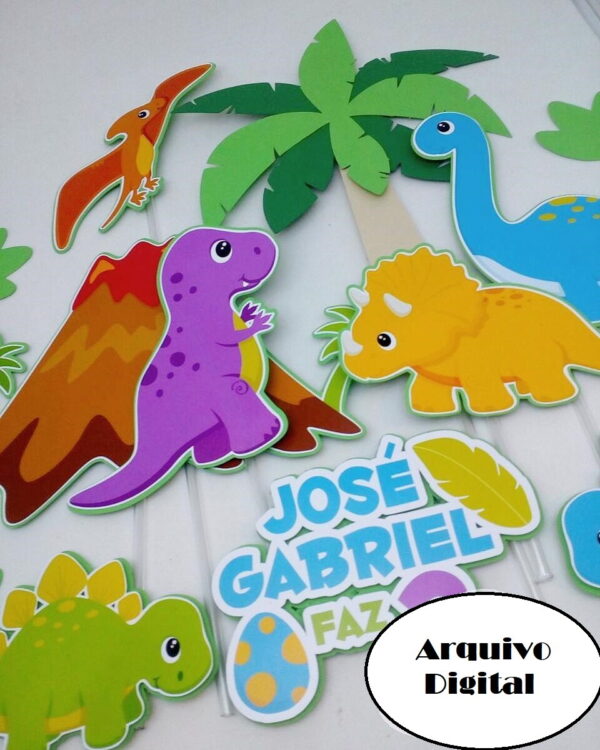 Arquivo Silhouette Topo De Bolo Dinossauros Cute Jurassic