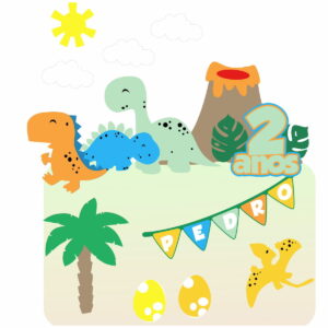 Arquivo Silhouette Topo de Bolo Dinossauros em Camadas 01