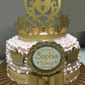 Arquivo Silhouette Topo de Bolo Festa Princesa Coroa Dourada