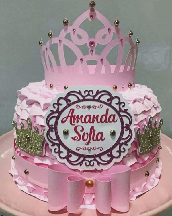 Arquivo Silhouette Topo de Bolo Festa Princesa Coroa Realeza
