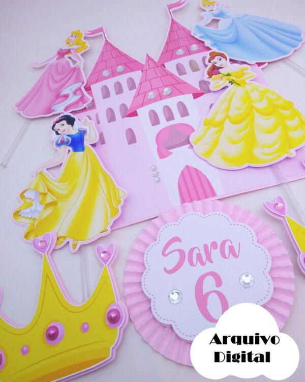 Arquivo Silhouette Topo de Bolo Princesas Disney