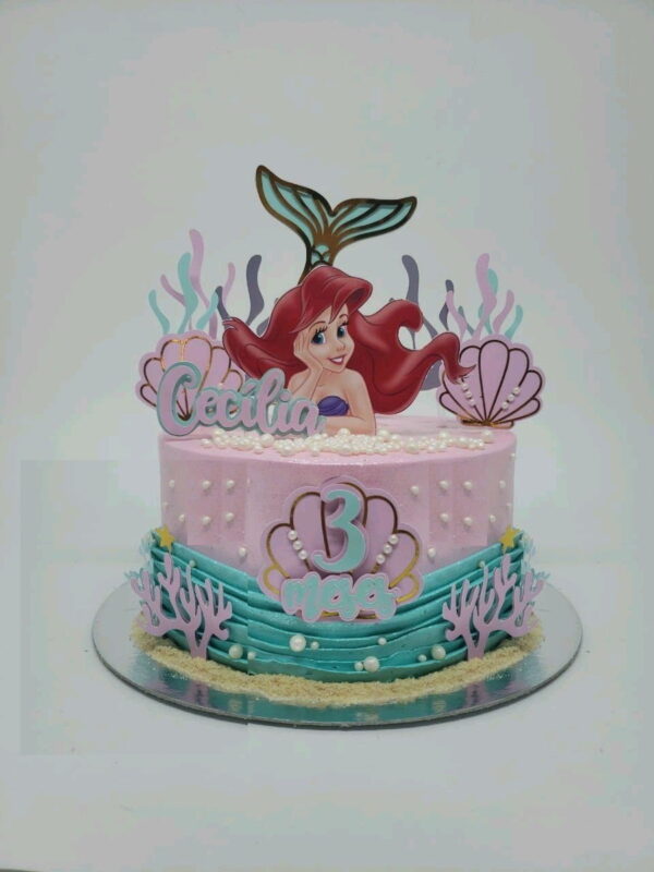 Arquivo Silhouette Topo de Bolo Sereia Princesa Ariel Mar